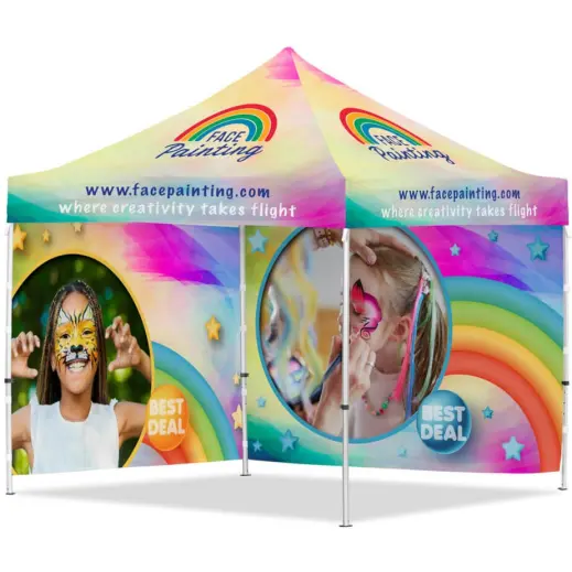Coated Steel Sublimated Gazebo 3m x 3m - 2 Full-Wall Skins Branded